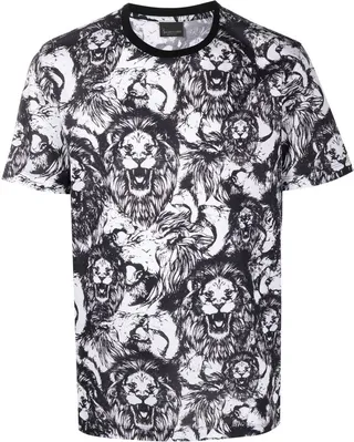 lion print cotton T-shirt
