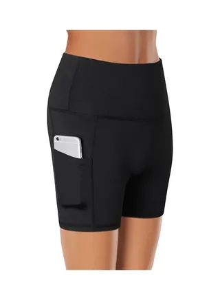 Comfortable High Waist Yoga Shorts Black 