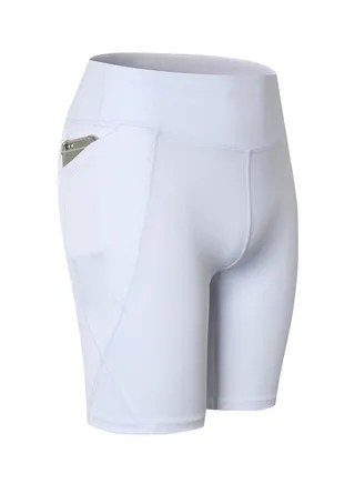 High Waist Pocket Detail Workout Shorts White 