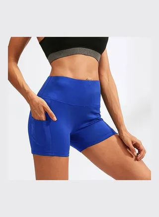 High Waist Workout Training Shorts Blue 
