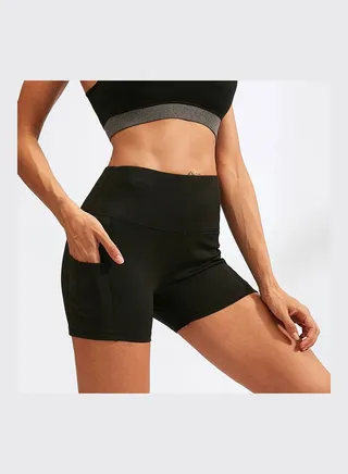 High Waist Running Workout Shorts Black 