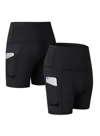 Comfortable High Waist Yoga Shorts Black 