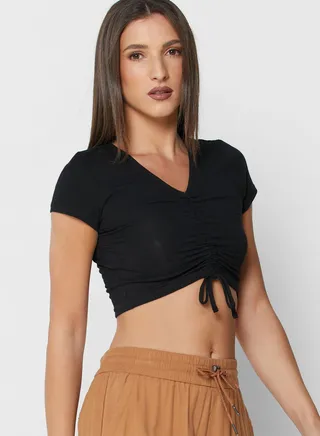 Front Ruched Detail Crop Top 