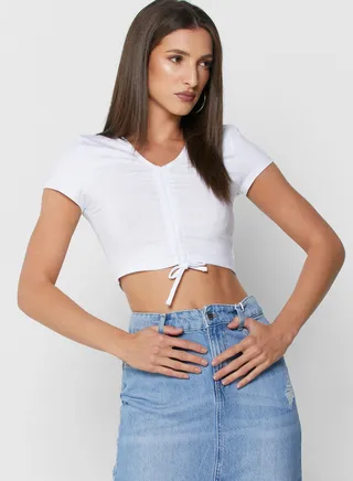 Front Ruched Detail Crop Top 