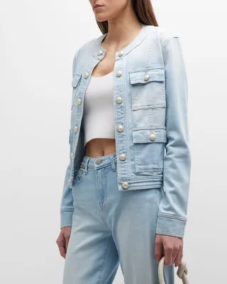 Yari Faded Collarless Denim Jacket