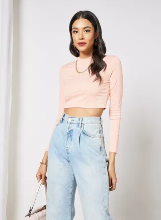 Slim Fit Crop Top Pink 