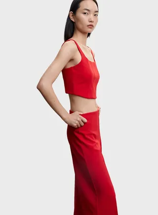 Square Neck Knitted Crop Top 