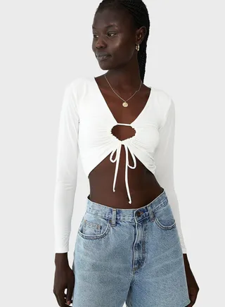 Tie Detail Ruched Top 