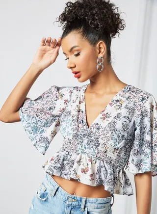 Floral Print Crop Top Multicolour 