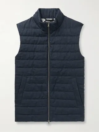 Quilted Linen Down Gilet