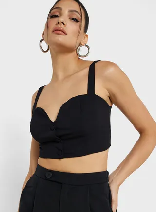 Cropped Strappy Corset Top 