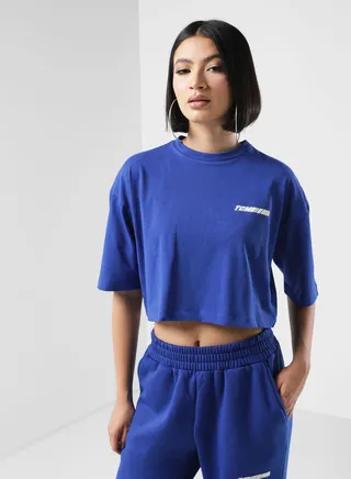 Boxy Racer Printed Cropped T-Shirt