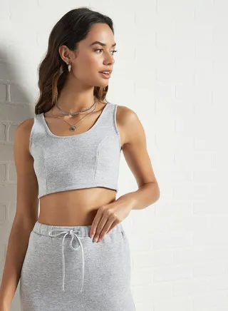Fleece Cropped Tank Grey 