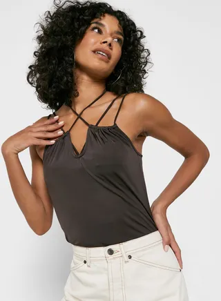 Strappy Tie Detail Knitted Body 