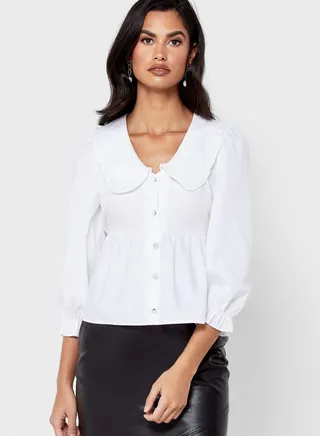 Button Down Collar Detail Top