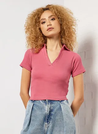 RIbbed Crop Top Pink 