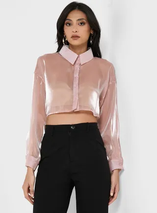 Cropped Button Down Shirt 