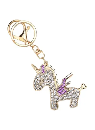 Horse-Shaped Pendant Key Ring Rose Gold/Clear 