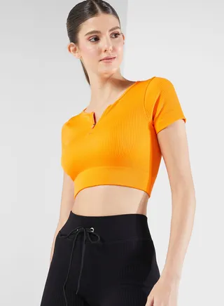 Notched Neck Athletic Top 