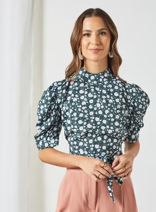 Floral Print Crop Top Multicolour 