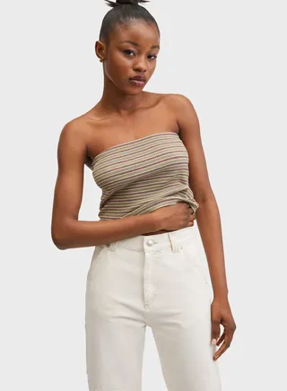 Ribbed Bandeau Crop Top 