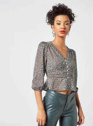 Animal Print Crop Top Multicolour 