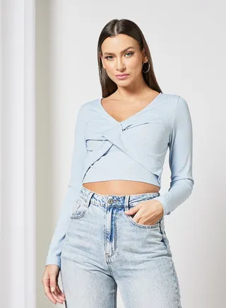 Front Twist Crop Top Blue 