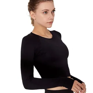Soft and Comfortable Sportswear Crop Top Black 