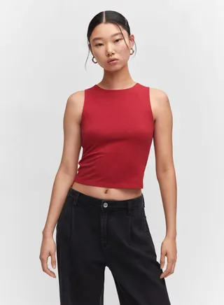 Crew Neck Knitted Crop Top 