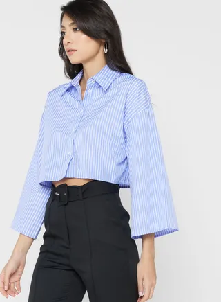 Flared Sleeve Button Down Top 