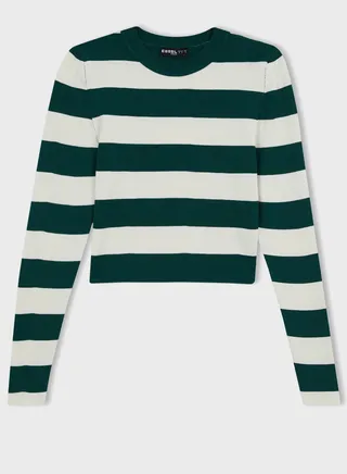 Round Neck Striped Detail Sweater 