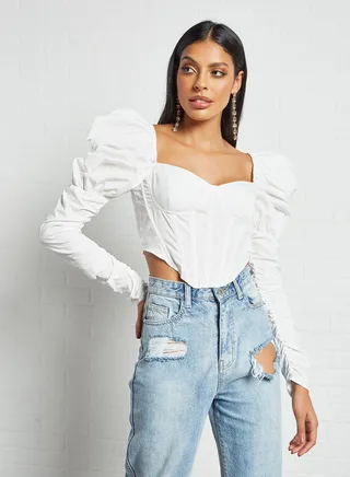 Corset Crop Top White 