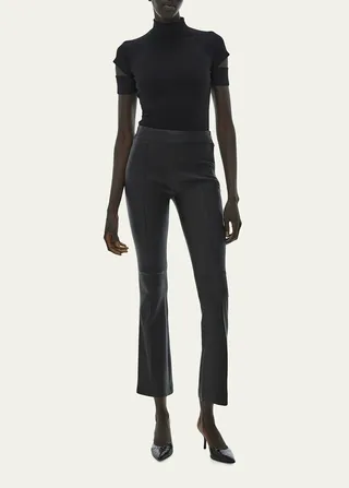 Cropped Flare Leather Pants