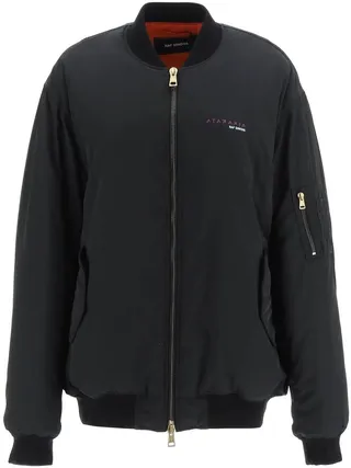 Raf Simons Slogan Printed Zipped Bomber Jacket