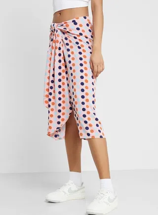 Printed Knot Detail Skirt