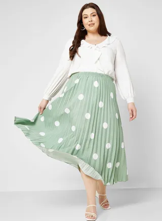 Polka Dot Pleated Skirt 