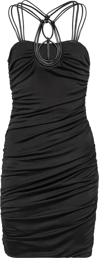 Bustier silk-blend minidress