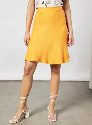 Satin Twill Flared Skirt 