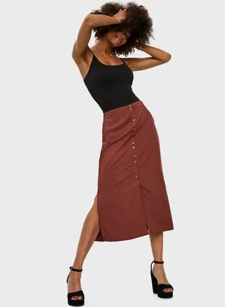 Button Down Midi Skirt 