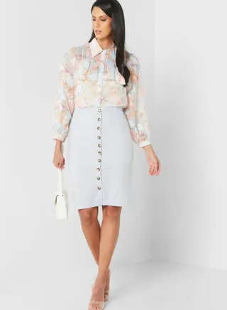 Button Detail Skirt 