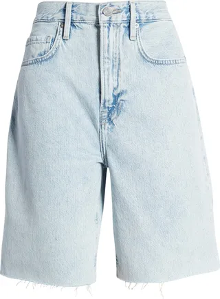 High Waist Denim Bermuda Shorts