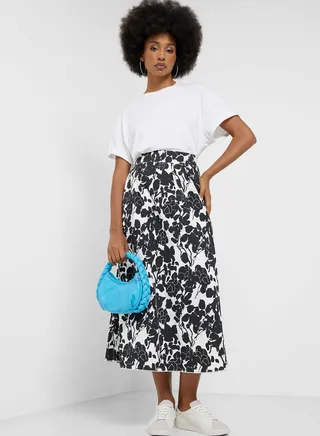 Printed Fit & Flare Skirt 