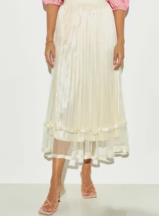 High Waist Lace Detail Skirt