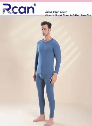 2 Piece Men's Round Neck Thermal Underwear Set Winter Pajamas Lightweight Slim Fitting Long Sleeved T-Shirt and Long Pants Basic Layer Bottoming Shirt Plus Size 