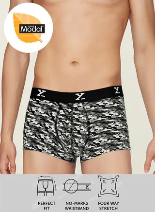 Modal Stretch Printed Trunks with Branded Elastic 