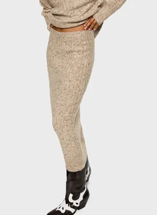 High Waist Knitted Midi Skirt 