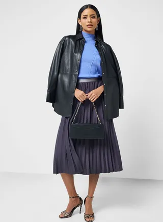 High Low Pleated Skirt 