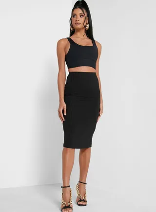 High Waist Midi Skirt 