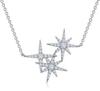 Simulated Diamond Star Cluster Pendant Necklace