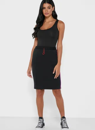 Contrast Tape Side Midi Skirt 